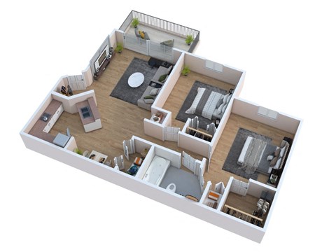 bedroom floor plan of a 2100 sq ft apartment